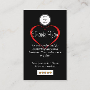 Black and White Modern Minimalist Thank You Business Card