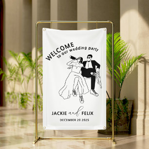Black and White Modern Minimalist Wedding Banner