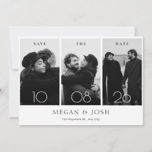Black and white modern minimalist wedding photo save the date