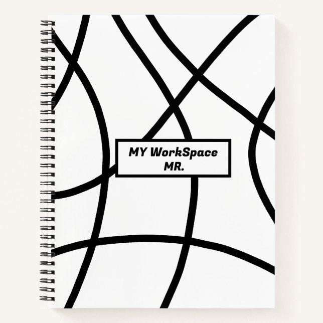 black and white Modern Minimalistic Abstract  Notebook (Front)