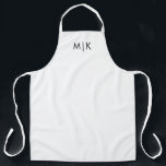 Black and White | Modern Monogram Apron<br><div class="desc">This modern,  black and white apron design features a simple white background,  with your initials in bold black text for a look that is simple and stylish,  yet professional.</div>