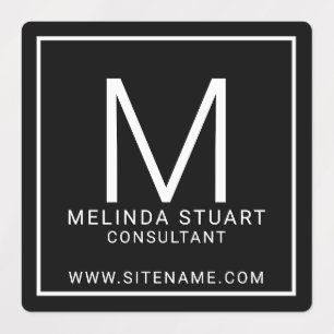 Black and White Modern Monogram Business Labels