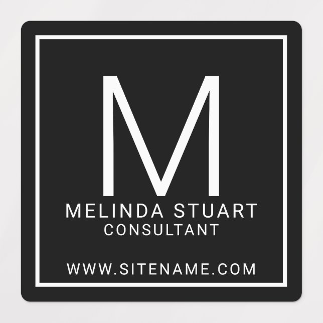Black and White Modern Monogram Business Labels (Design 1)