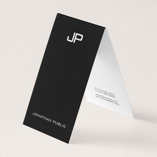Black And White Modern Monogram Elegant Minimalist Business Card (Front)