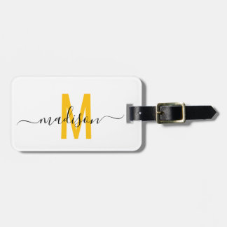 Black and White | Modern Monogram Luggage Tag