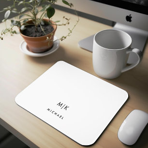 Black and White   Modern Monogram Mouse Pad