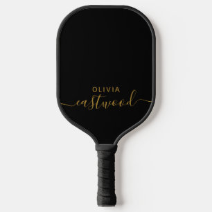 Black And White Modern Monogram Pickleball Paddle