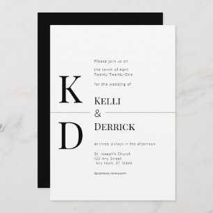 Black and White Modern Monogram Wedding Invitation