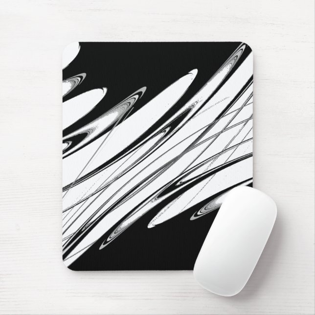 Black and White Modern Mouse Pad (With Mouse)