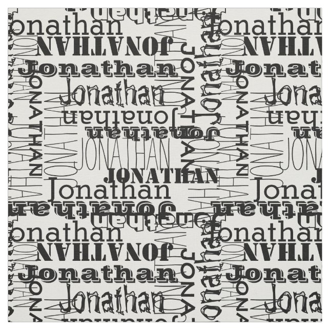 Black and White Modern Name Collage Fabric (Swatch)