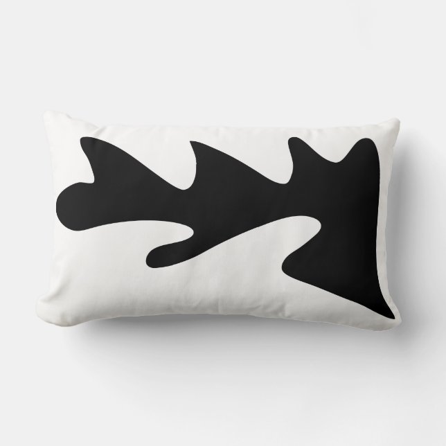Black and White Modern Organic Abstract wavy Lumbar Cushion (Front)