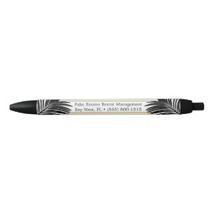 Black and White Modern Palm Leaf Small Business Ink Pen