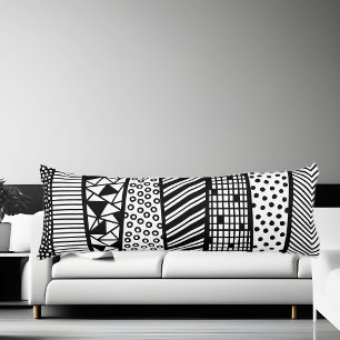 Black and white - modern pattern body cushion
