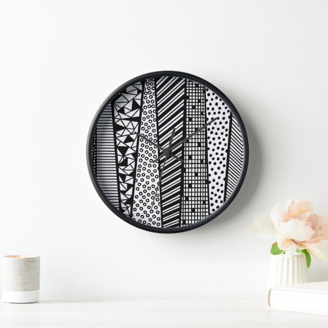 Black and white - modern pattern clock (Home)