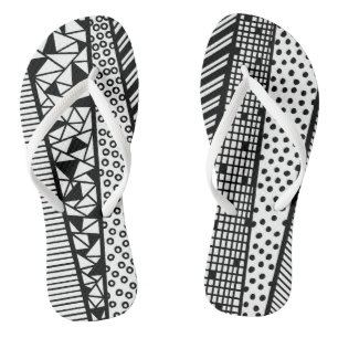 Black and white - modern pattern jandals