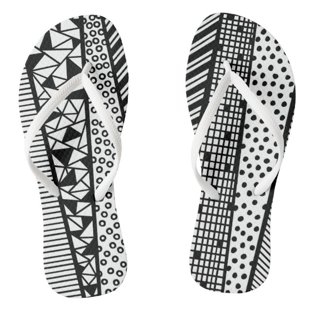 Black and white - modern pattern jandals (Footbed)