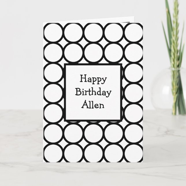 Black and White Modern Personalised Happy Birthday Card (Front)