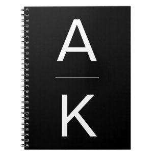 Black and white modern personalised monogram notebook
