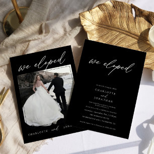 Black and White Modern Photo Elopement Wedding Invitation