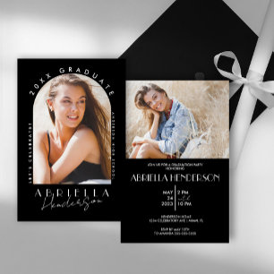 Black and White Modern Photo Graduation Invitation