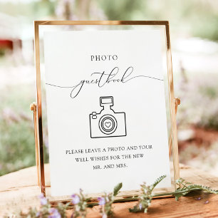 Black and White Modern Photo Guest Book Sign