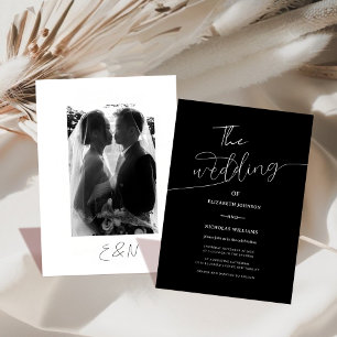 black and white modern photo wedding invitation