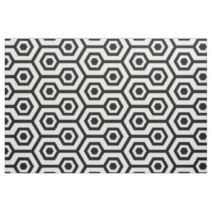 Black And White Modern Polygonal Geometric Pattern Fabric