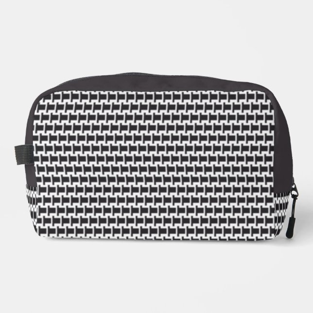 Black and White Modern Print Dopp Kit (Front)