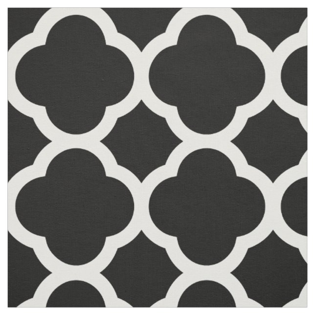 Black and White Modern Quatrefoil Large Scale Fabric (Swatch)
