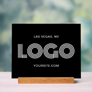 Black and White Modern Rectangular Logo Acrylic Sign