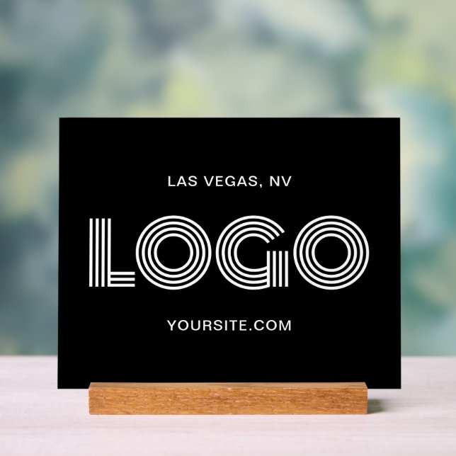 Black and White Modern Rectangular Logo Acrylic Sign (Neutral)