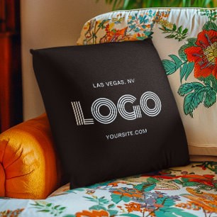 Black and White Modern Rectangular Logo Cushion