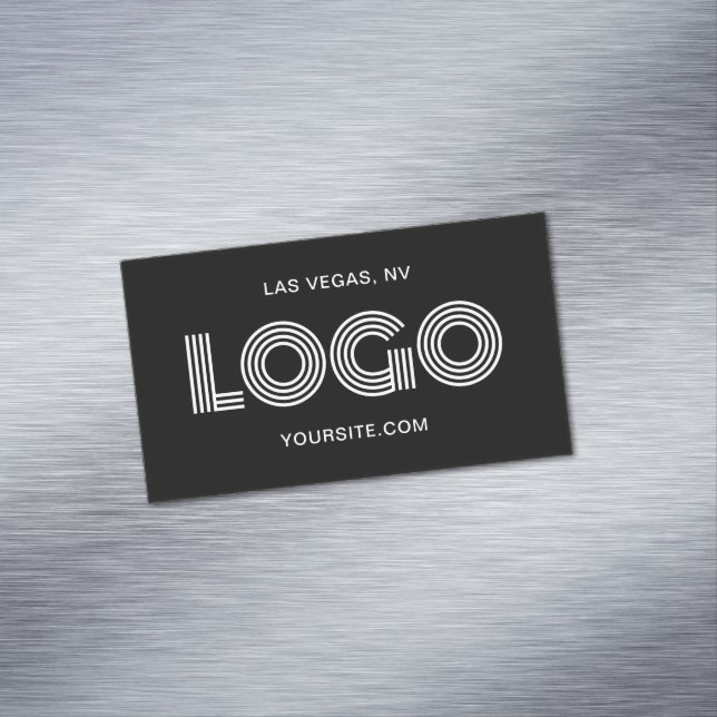 Black and White Modern Rectangular Logo Magnetic Business Card (In Situ)