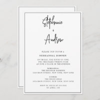 Black and White Modern Rehearsal Dinner Invitation