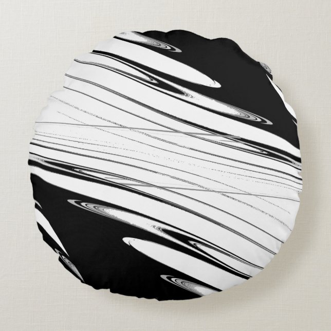 Black and White Modern Round Cushion (Front)