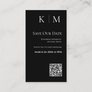 Black and white-Modern-Save the Date-QR code- Business Card