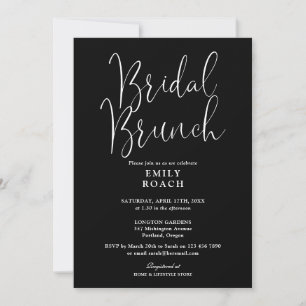 Black And White Modern Script Bridal Bunch Shower Invitation