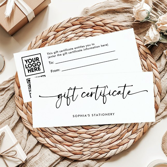 Black and White Modern Script | Gift Certificate (Creator Uploaded)