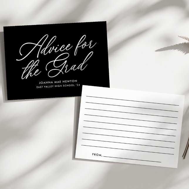 Black and White Modern Script Graduation Advice Card (Creator Uploaded)