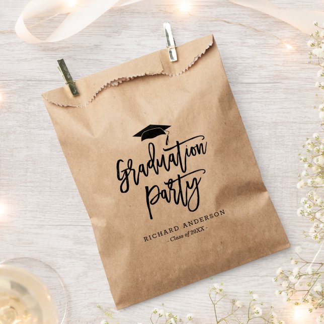 Black and White Modern Script Graduation Party Favour Bags (Clipped)