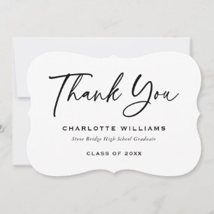 Black and White Modern Script Graduation Thank You Card
