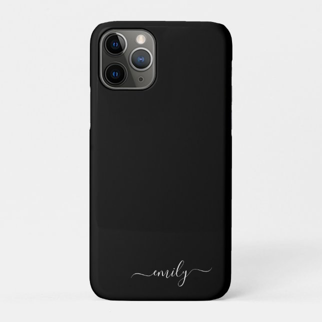 Black and White Modern Script Monogram Name Case-Mate iPhone Case (Back)