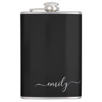 Black and White Modern Script Monogram Name