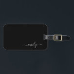 Black and White Modern Script Monogram Name Luggage Tag<br><div class="desc">Black and White Simple Script Monogram Name. This makes the perfect sweet 16 birthday,  wedding,  bridal shower,  anniversary,  baby shower or bachelorette party gift for someone that loves glam luxury and chic styles.</div>