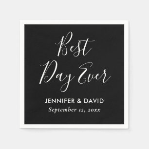 Black and White Modern Script Wedding Napkin