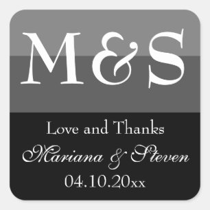 Black and White Modern Script Wedding  Square Sticker