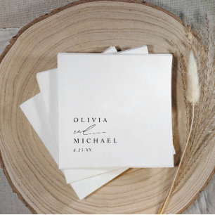 Black and White Modern Simple Elegant Wedding Napkin