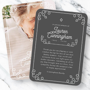 Black and White Modern Simple Funeral Thank You Business Card