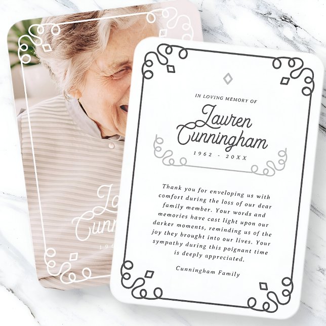 Black and White Modern Simple Funeral Thank You Business Card (Creator Uploaded)