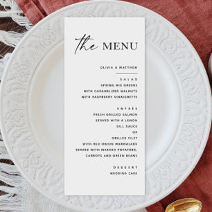 Black and white modern simple minimalist wedding menu